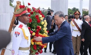 Top leader lays wreath at monument to Cuban national hero