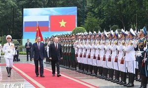 Grand welcome ceremony held for Russian President Vladimir Putin